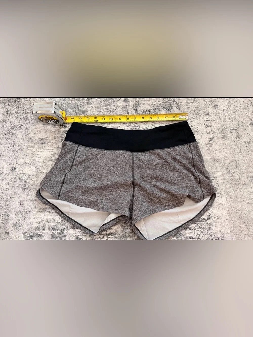 lululemon athletica Heathered Gray Athletic Shorts with Black Waistband